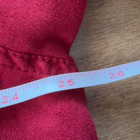 Chico's Button Up Shirt Jacket Shacket Size 3 (XL/16) Red Faux Suede Microfiber - Picture 6 of 8